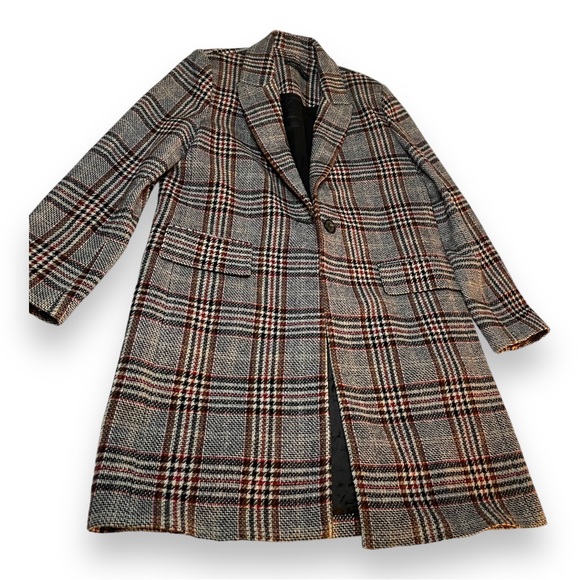 Zara Wool Blend Plaid Fall/Winter Coat (Size L) - Picture 5 of 5